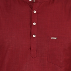 Mens Wine Red Short Kurta